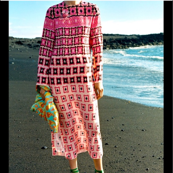 ZARA GEOMETRIC PRINTED DRESS - Picture 3 of 4